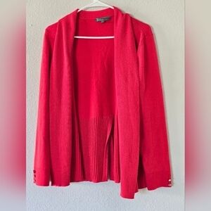 89th & Madison Cardigan Womens Long Sleeve Size Large Pink Red Open Front